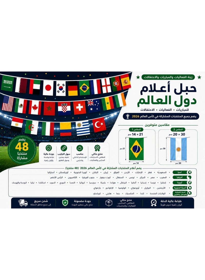 حبل أعلام كأس العالم 2026 – أعلام الدول المشاركة - Image 2