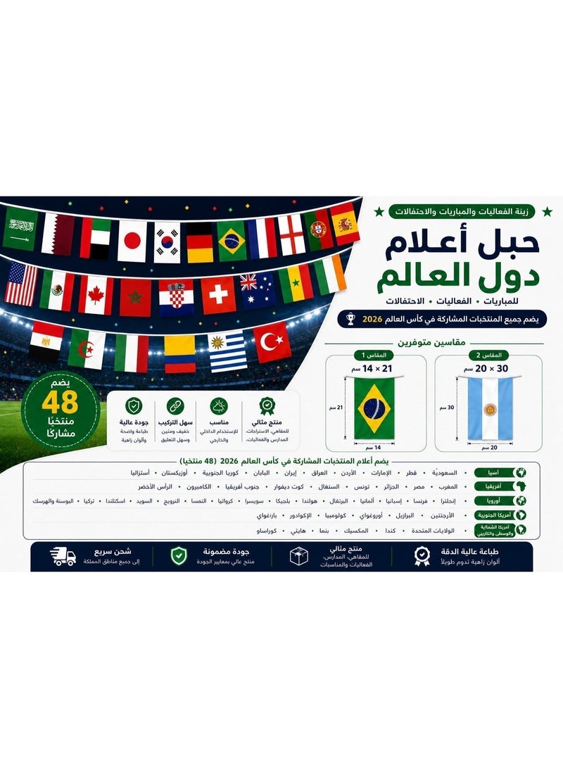 حبل أعلام كأس العالم 2026 – أعلام الدول المشاركة - Image 2