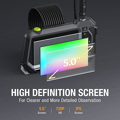 Teslong Dual Lens Endoscope with 5" Monitor, Teslong NTS500 Industrial Waterproof Borescope Inspection Camera with 0.21in Front & Side-View Double Lens with 9.8FT Probe, 5-Inch IPS LCD Screen & Case - Image 2