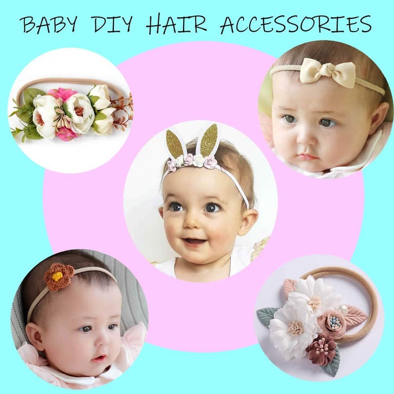 inSowni 50 Pack Super Soft Stretchy DIY Solid Nylon Headbands Baby Hair Bands One Size Fits All (10 Multi-color) - Image 2