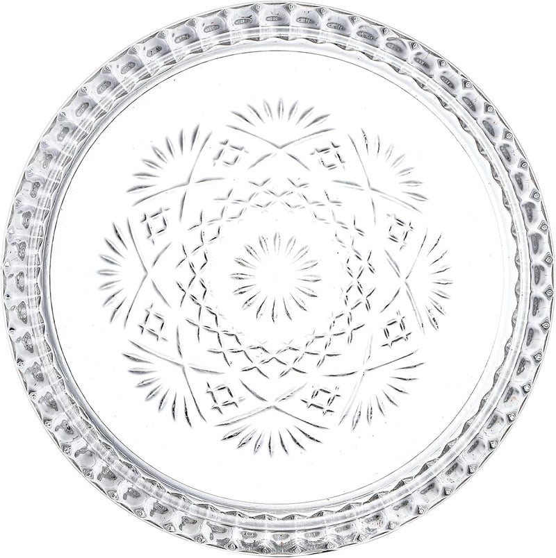 MYNA LIFE Pack of 1 Crystal Drink Coasters Glass Round Cup Mat Clear Decorative Wine Bottle Coasters Barware Set for Table Protection of Home Kitchen Dining Room Patio Coffee ShopCarved Design - Image 1