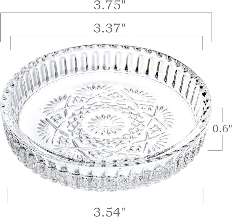 MYNA LIFE Pack of 1 Crystal Drink Coasters Glass Round Cup Mat Clear Decorative Wine Bottle Coasters Barware Set for Table Protection of Home Kitchen Dining Room Patio Coffee ShopCarved Design - Image 3