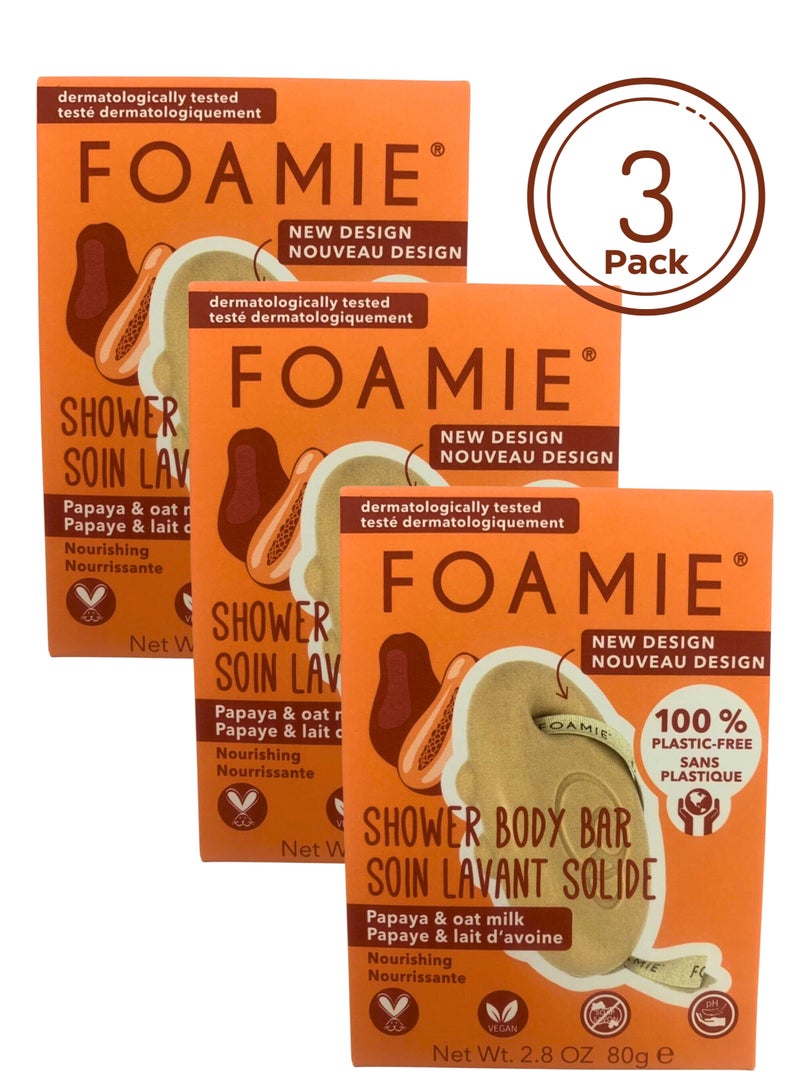 FOAMIE Papaya & Oat Milk Body Bar Pack of 3 - Image 1