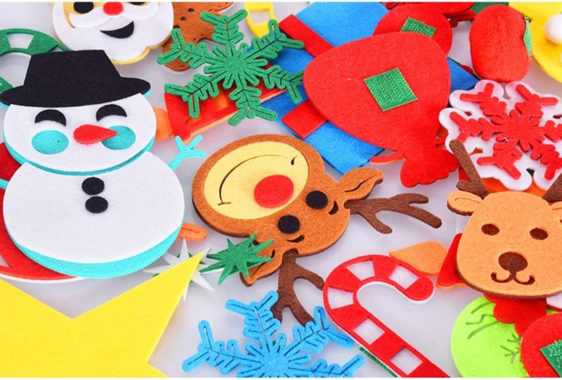 Max Fun DIY Felt Christmas Tree for Toddlers with 49 Christmas Ornaments + Tic-Tac-Toe Games for Kids Wall Hanging Christmas Decorations Felt Craft Kits for Xmas Party Favors - Image 5