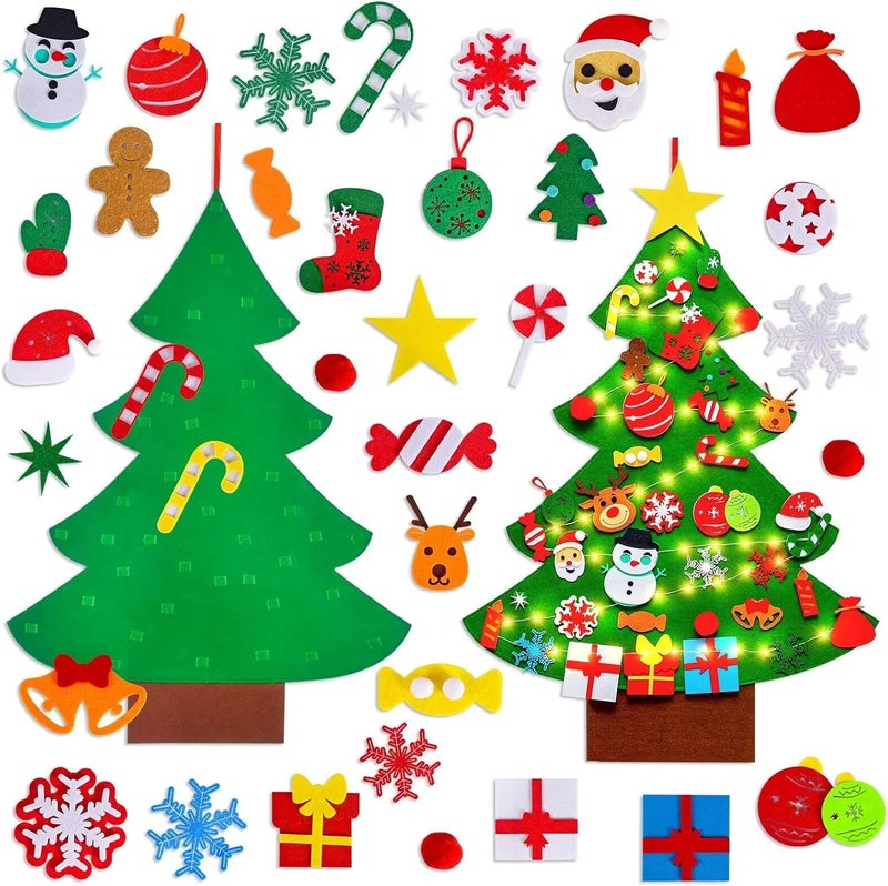 Max Fun DIY Felt Christmas Tree for Toddlers with 49 Christmas Ornaments + Tic-Tac-Toe Games for Kids Wall Hanging Christmas Decorations Felt Craft Kits for Xmas Party Favors - Image 2