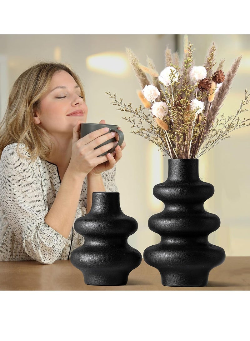 Matte Vase, Pampas Grass Vase Decor, Ceramic Vase, Office And Home Decor For Fresh And Dried Flowers, Bouquet, 2 Pieces - Image 1