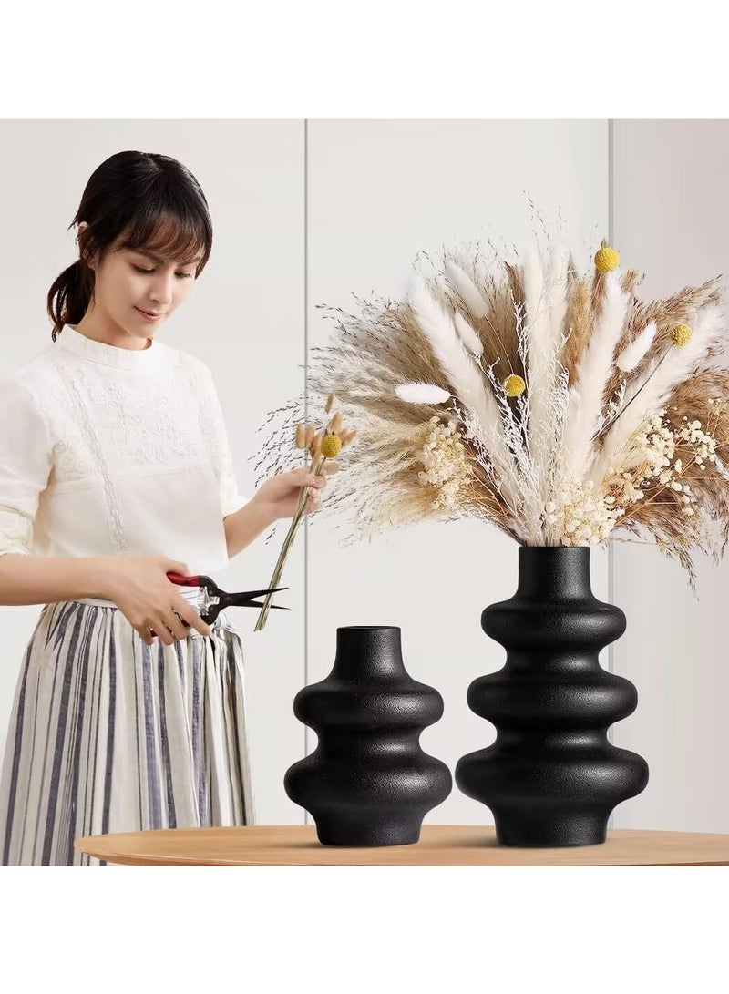 Matte Vase, Pampas Grass Vase Decor, Ceramic Vase, Office And Home Decor For Fresh And Dried Flowers, Bouquet, 2 Pieces - Image 3