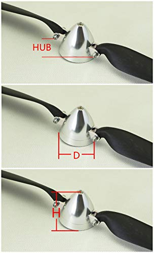 Viloga RC Plane Folding Propeller 9×5 inch w/Spinner Size D28×H27mm, and Motor Shaft Diameter φ3.17 with CNC Aluminum Alloy Spinner (9×5, Shaft Φ3.17) - Image 2