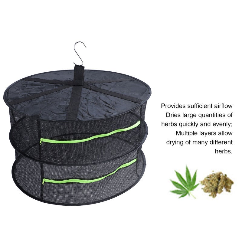 Herb Drying Rack: 3-Layer Mesh & Oxford Fabric - Fast Even Drying, Zippered Protective Cover, Waterproof Stable Build for Grow Tents Outdoor Plant Drying - Image 3