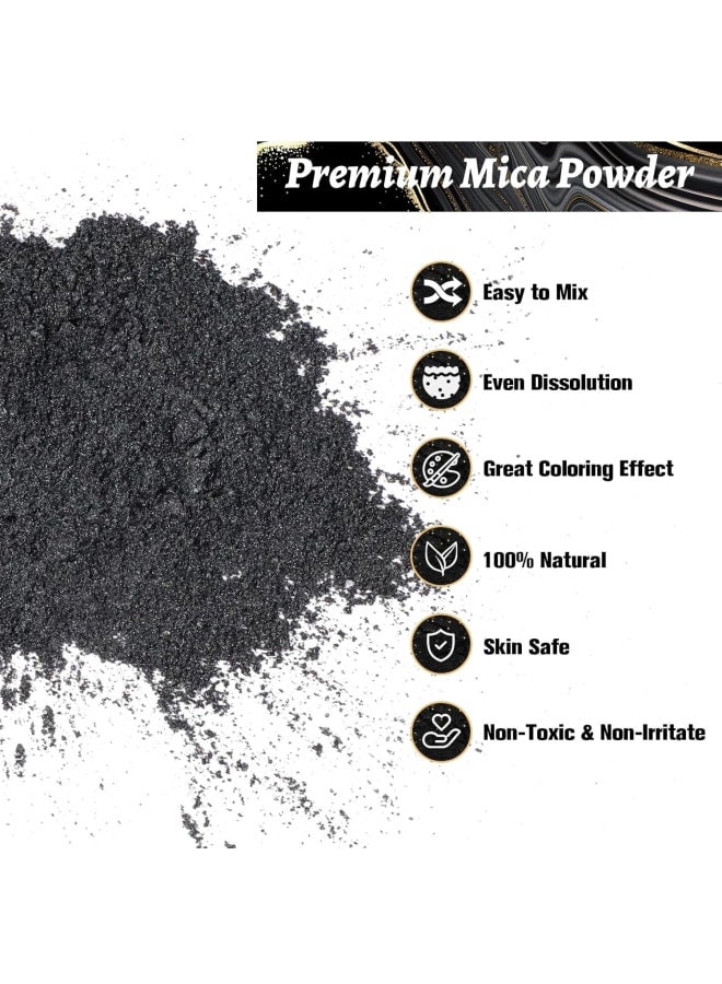 Epoxy Resin Paint 100 g, Black Mica Powder Metallic, Soap Colour, Epoxy Resin Pigment for Soap Making, Lip Gloss, Nail Polish, Makeup, Bath Bomb, Slime, Candle Making  - Image 2