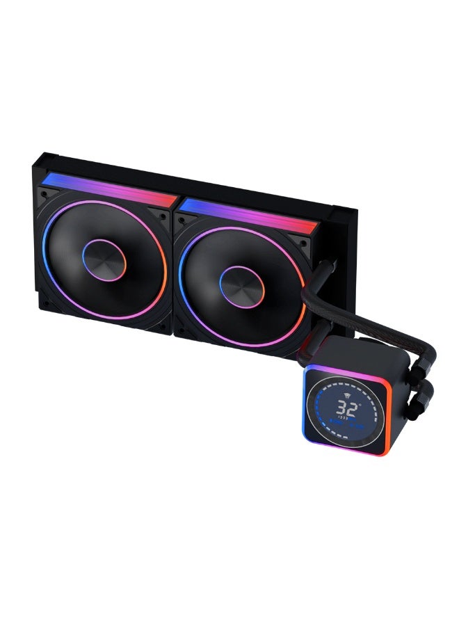 Jungle Leopard Astrobeat 240 ARGB 240mm AIO CPU Cooler, Intelligent Temperature Control, Real-time readout, 300W TDP Liquid CPU Cooler for AMD AM4/AM5 & Intel LGA 115X/1200/1700 (Black) - Image 1
