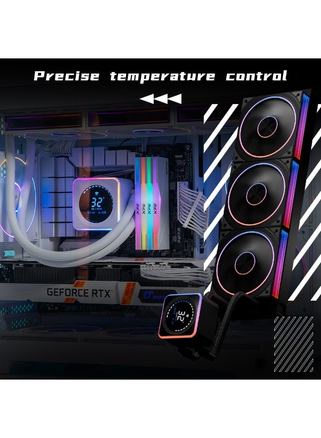 Jungle Leopard Astrobeat 240 ARGB 240mm AIO CPU Cooler, Intelligent Temperature Control, Real-time readout, 300W TDP Liquid CPU Cooler for AMD AM4/AM5 & Intel LGA 115X/1200/1700 (Black) - Image 2