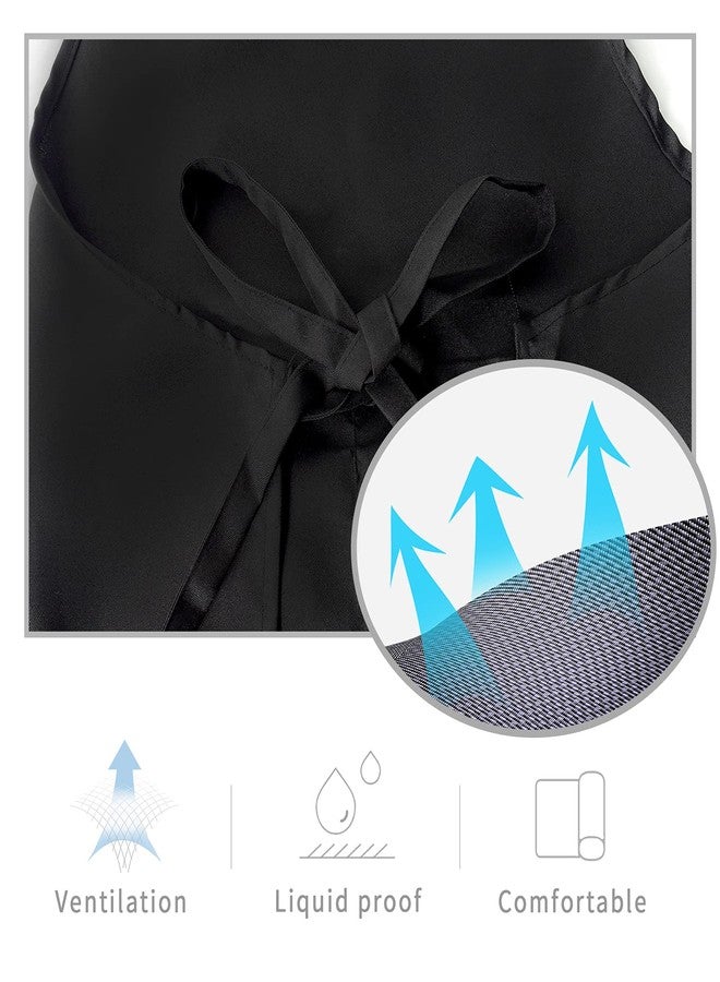 ATROPOS 2 Pack Black Adjustable Bib Cooking Apron Waterdrop Resistant with 2 Pockets Aprons for Men Women - Suit for Kitchen And Outdoor BBQ (35.8IN x 26.8IN Black) - Image 4