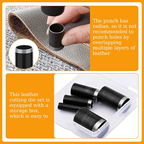 Veroave 5 Sizes Leather Hole Punch, Hollow Punch Cutter Tool Set with Storage Case, Leather Craft Tools Kit for Handmade DIY Craft Hole Punch - Image 4