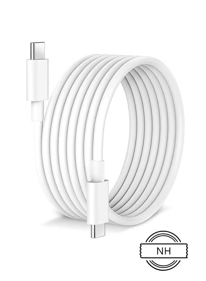 NH 60W USB-C to USB-C Fast Charging Cable | 2m White | Power Delivery PD Compatible with iPhone 16 Series, MacBook, iPad Pro, Android Devices - Image 1