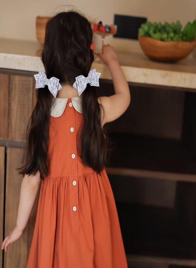 Miroksh 4" Sparkly Glitter Silver Hair Bows Clips for Toddler Teen Girls Christmas Alligator Barrettes Hairpins Kids Valentines Birthday New Year Wedding Party Dress outfit Decor Accessory - Image 4