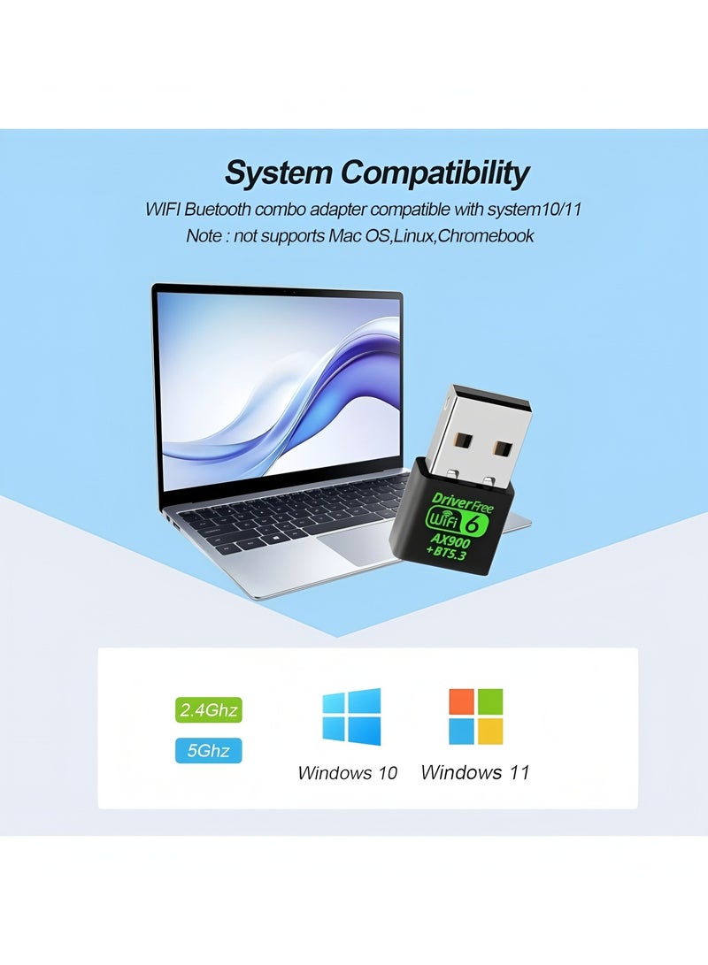 general USB WiFi Bluetooth Adapter, 900Mbps Dual Band 2.4/5Ghz Wireless Network External Receiver, Mini WiFi Dongle for PC/Laptop/Desktop - Image 5