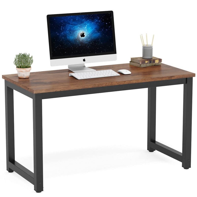 Tribesigns Modern Simple Computer Desk 47 inch Vintage Office Desk Computer Table Study Writing Study Desk Workstation for Home Office Rustic Brown