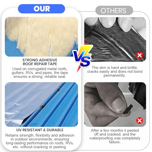 Serplex® Roof Repair Tape for Corrugated Metal Roof, Waterproof Sealant Tape, Strong Adhesive Thicken Sealant Tape, UV Resistant, Multipurpose Repair Tape for Roofs, Gutters, RVs, and Pipes, 10cmx5m - Image 3