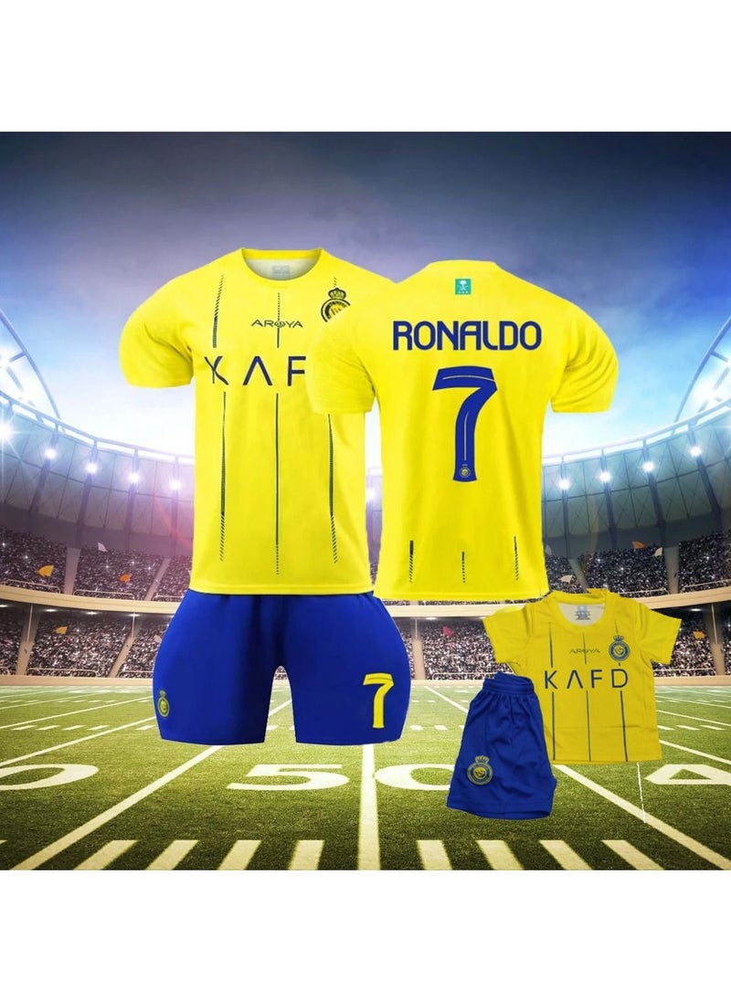 CR7 Football jersey for children, football jersey, short sleeve jersey shorts no. 7 yellow jersey football jersey for adults and children  - Image 2
