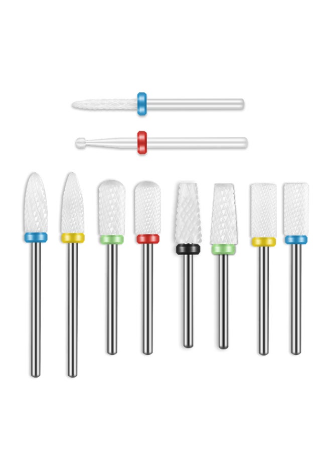 Depvko 10Pcs Ceramic Nail Drill Bits Set 332 Inch Professional Drill Bits for Nails Cuticle Remover for Acrylic Electric Manicure Pedicure Nail File Machine - Image 3