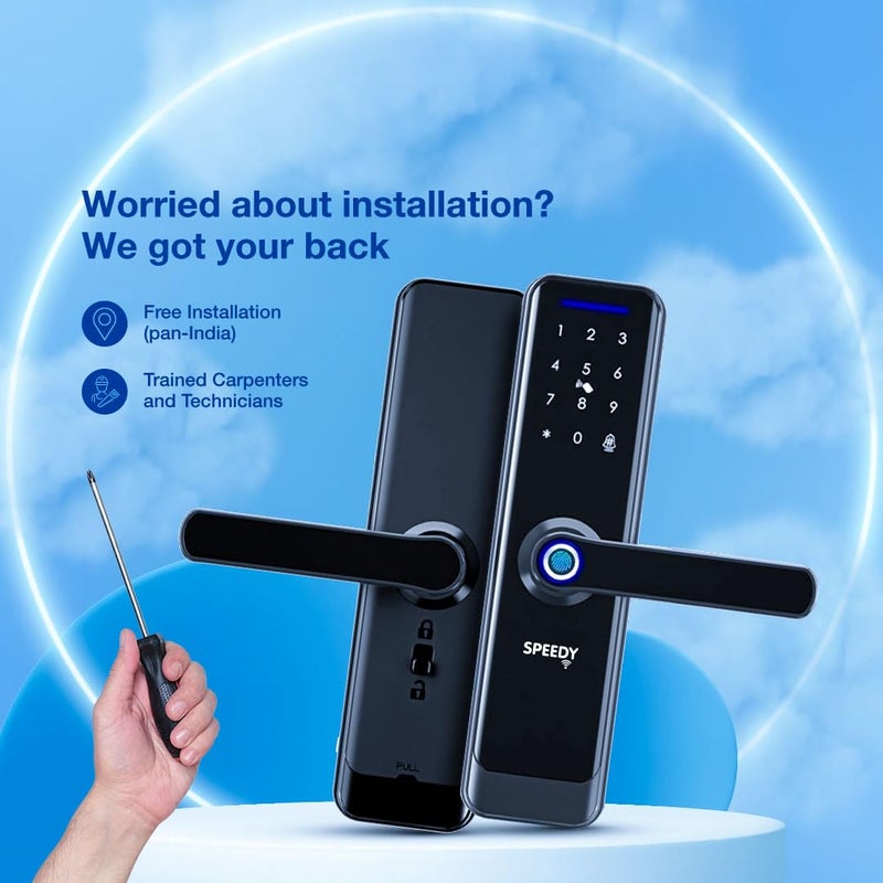 SPEEDY Alloy Steel WiFi Enabled Smart Door Lock for Main Door with 5 in 1 Access Biometric 2 Emergency Keys No Extra Gateway Required 2Year Warranty Free Installation by Brand - Image 3