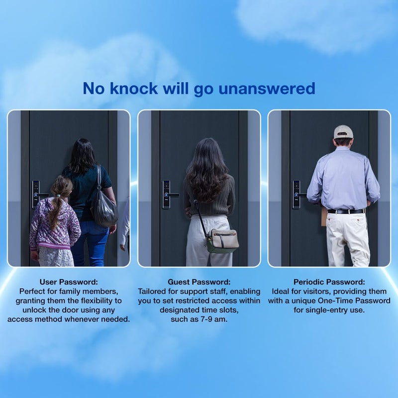 SPEEDY Alloy Steel WiFi Enabled Smart Door Lock for Main Door with 5 in 1 Access Biometric 2 Emergency Keys No Extra Gateway Required 2Year Warranty Free Installation by Brand - Image 4