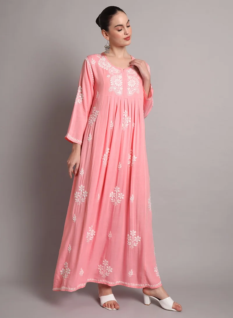 الايا جلابية رايون شيكانكاري مطرزة يدوياً-AL4012