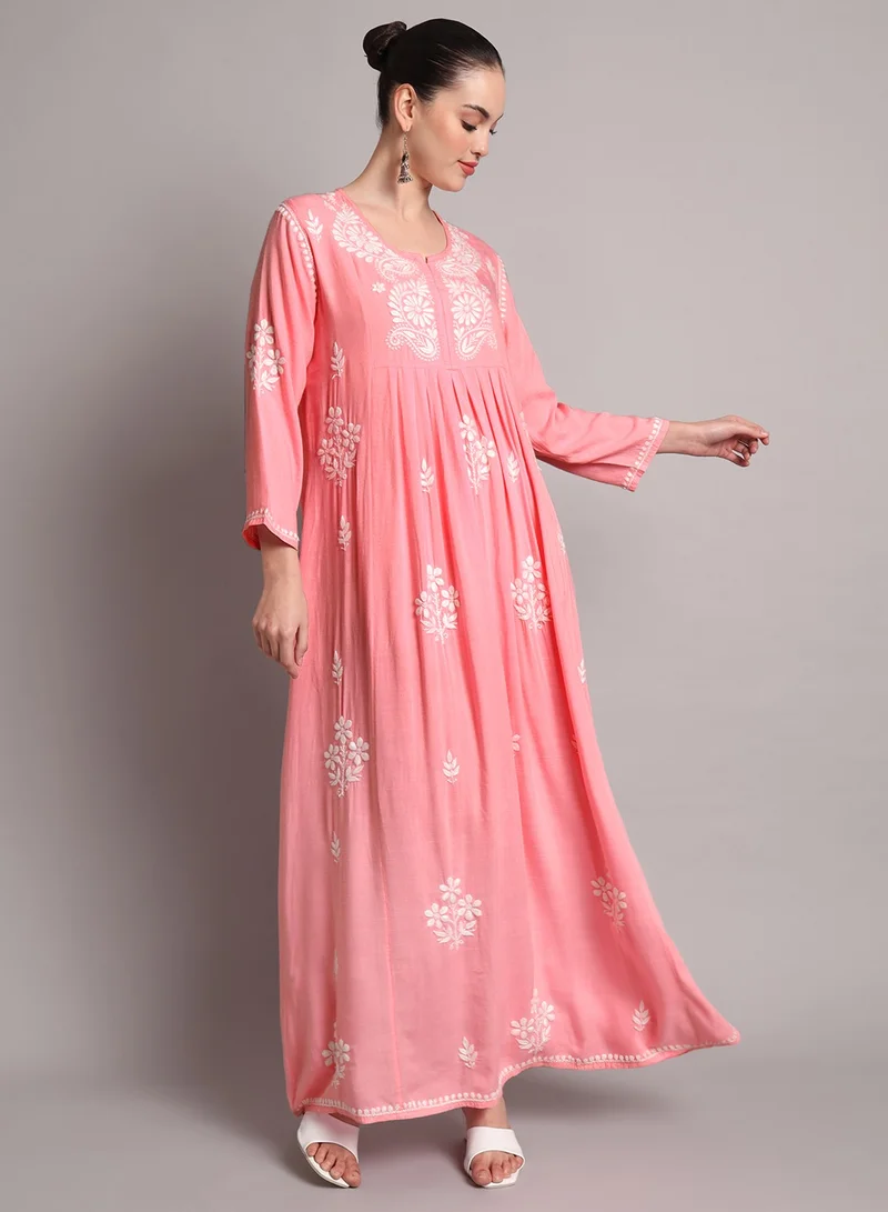 الايا جلابية رايون شيكانكاري مطرزة يدوياً-AL4012