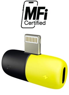 2-In-1 Mini Dual Lightning Splitter Adapter Yellow/Black