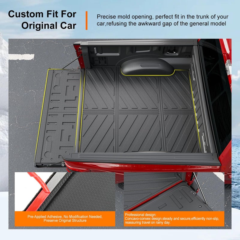 powoq 5.5FT Truck Mat Compatible with 2021 2022 2023 2024 2025 2026 Ford F150 Truck Bed Mat TPE Tailgate Liner Replacement for 2021-2026 Ford F-150 Accessories (5.5FT Bed Mat+Tailgate Mat) - Image 2