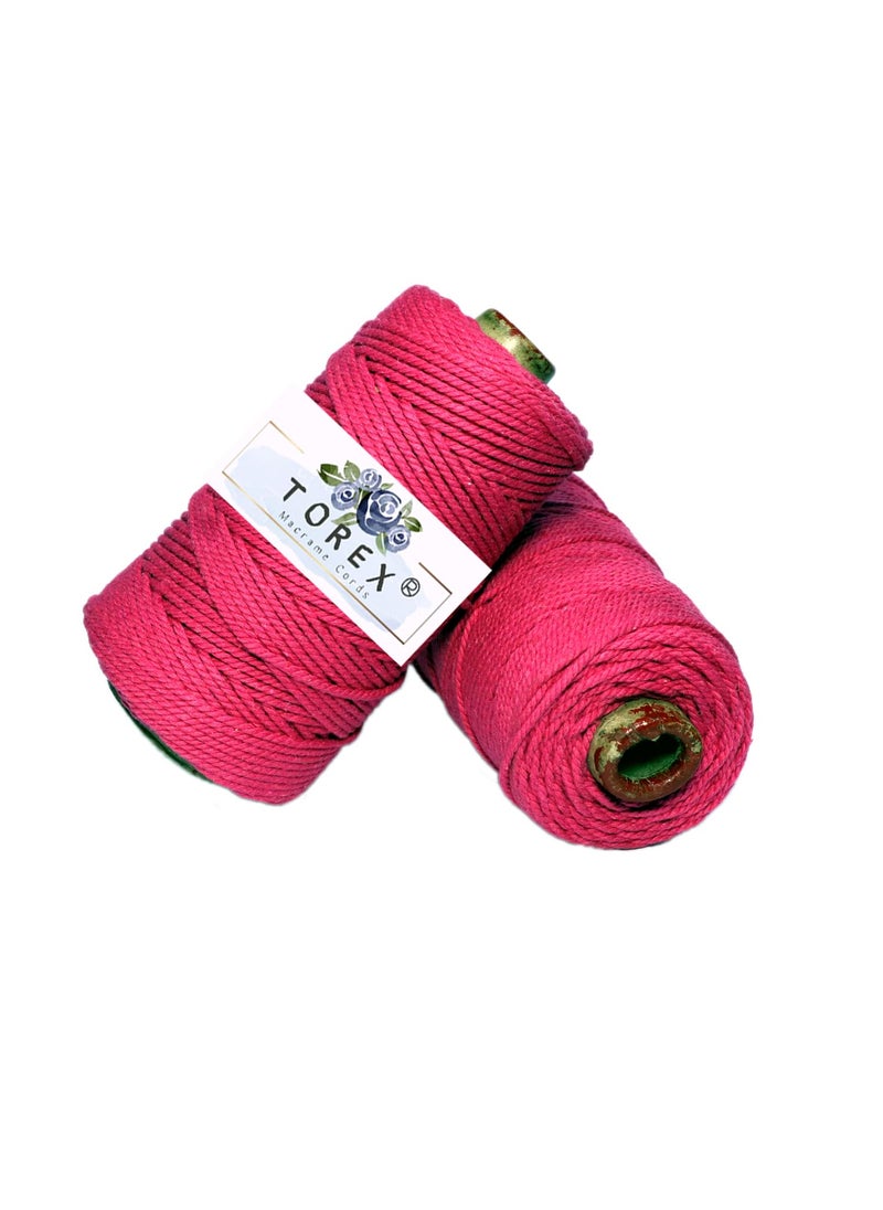 Torex TOREX� | 3ply Twisted Cotton Macrame Thread/Rope (150 Meter, 350gram, 3mm) | Macrame Thread for Wall Hangers and DIY Projcts (Magenta (Rani))  - Image 2