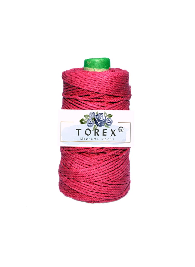 Torex TOREX� | 3ply Twisted Cotton Macrame Thread/Rope (150 Meter, 350gram, 3mm) | Macrame Thread for Wall Hangers and DIY Projcts (Magenta (Rani))  - Image 1