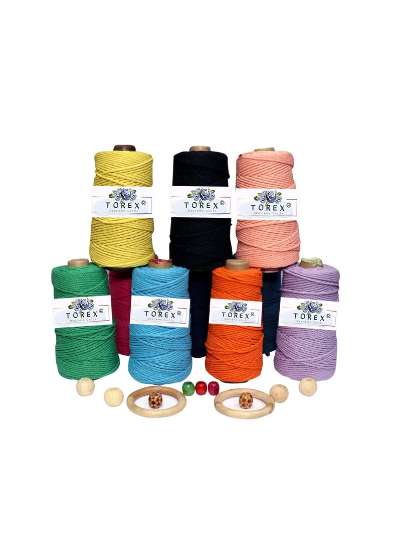 Torex TOREX� | 3ply Twisted Cotton Macrame Thread/Rope (150 Meter, 350gram, 3mm) | Macrame Thread for Wall Hangers and DIY Projcts (Magenta (Rani))  - Image 3