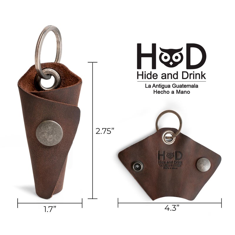 Hide & Drink Full Grain Leather Wrap Keychain, Organizer Snap Closure, Key Ring Cover, Silencer Sleeve Key Holder for Men - Image 4