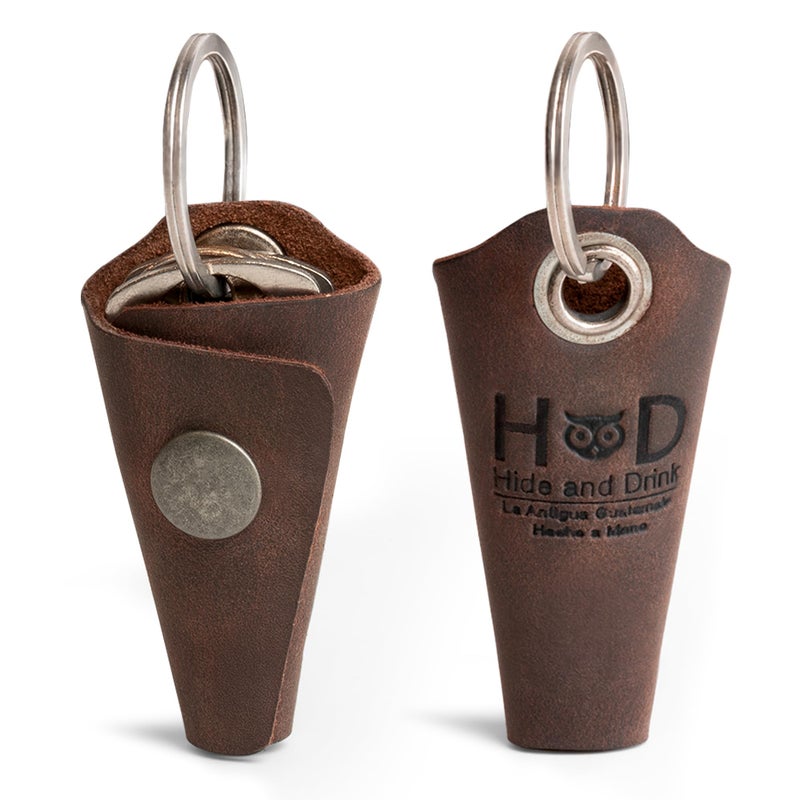 Hide & Drink Full Grain Leather Wrap Keychain, Organizer Snap Closure, Key Ring Cover, Silencer Sleeve Key Holder for Men - Image 1