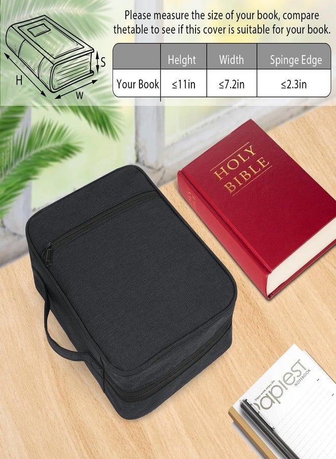 GERMUN Bible Cover with Durable Handle, Carrying Book Case Church Bag Bible, Protective with Zippered Pocket, Bible Study Accessories Supplies, Book Protector for Book Lovers, Black - Image 2