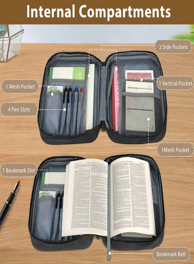 GERMUN Bible Cover with Durable Handle, Carrying Book Case Church Bag Bible, Protective with Zippered Pocket, Bible Study Accessories Supplies, Book Protector for Book Lovers, Black - Image 3