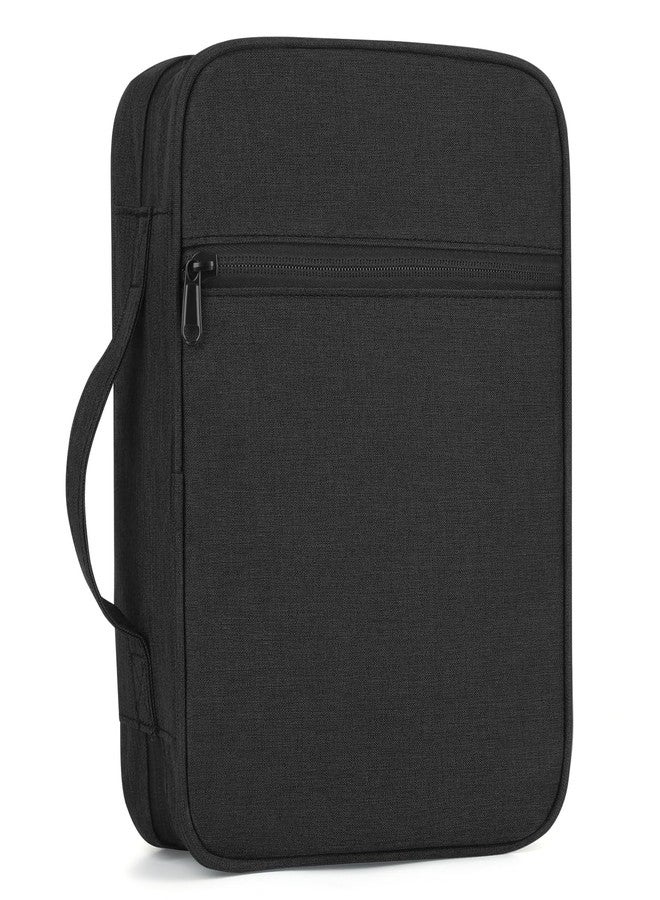 GERMUN Bible Cover with Durable Handle, Carrying Book Case Church Bag Bible, Protective with Zippered Pocket, Bible Study Accessories Supplies, Book Protector for Book Lovers, Black - Image 1