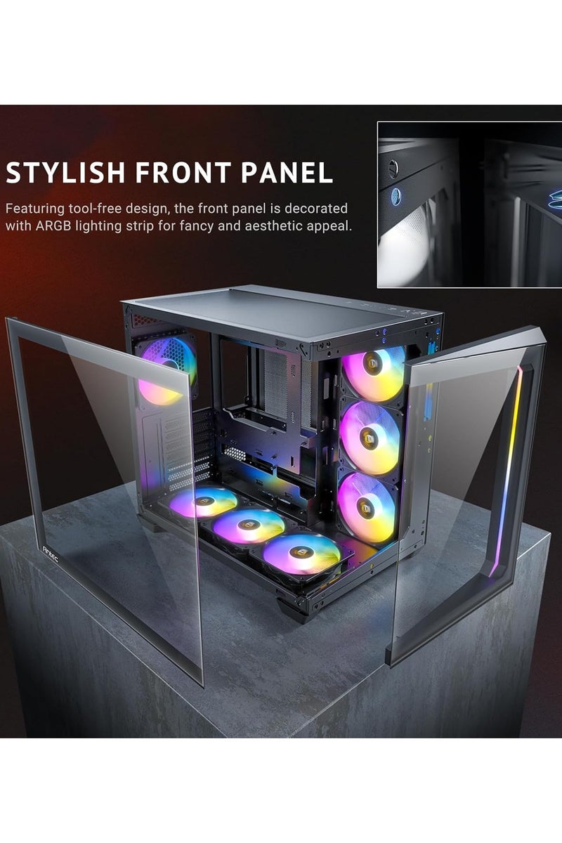 Tower PC Case with 5 Infiniti ARGB Fans Installed with ARGB Fan Remote Contoller, Tempered Glass, Compatible with Wide ATX Motherboard - Image 2
