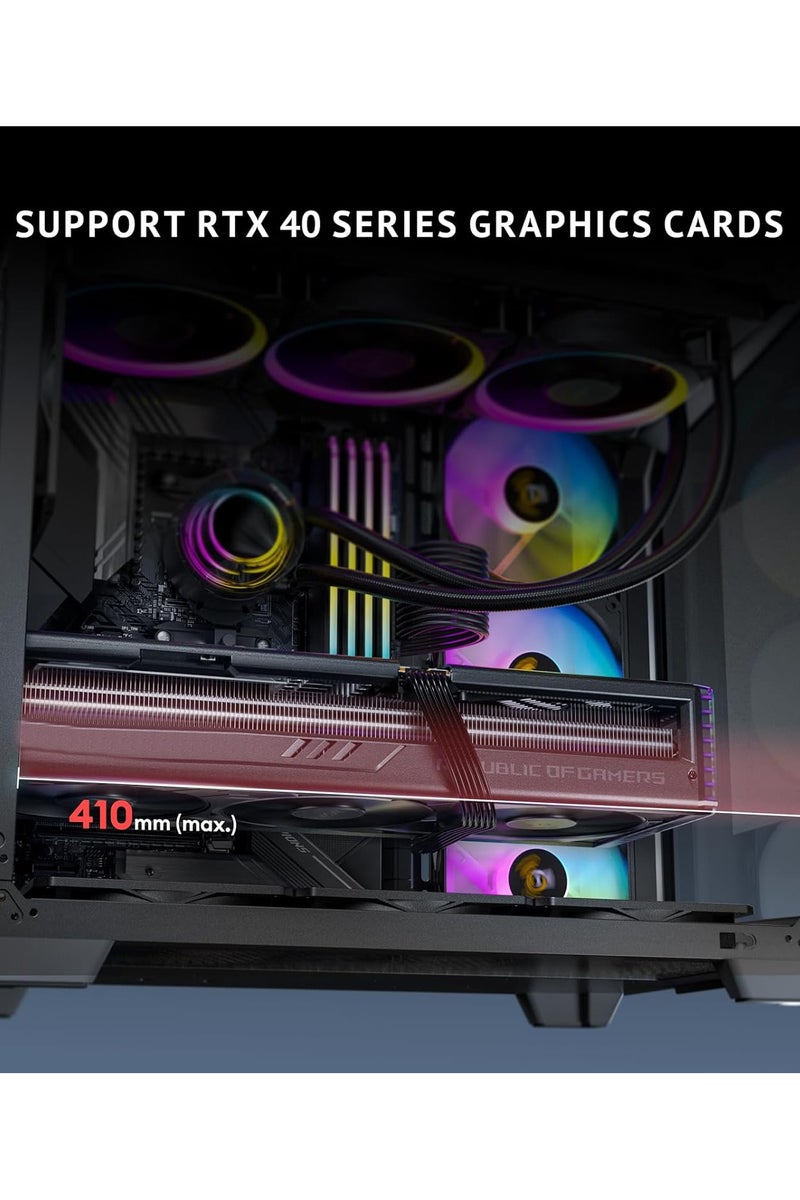 Tower PC Case with 5 Infiniti ARGB Fans Installed with ARGB Fan Remote Contoller, Tempered Glass, Compatible with Wide ATX Motherboard - Image 3