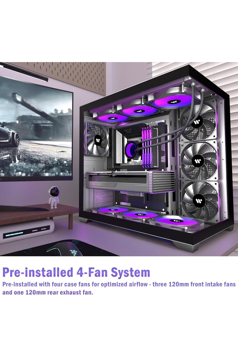 Tower PC Case with 5 Infiniti ARGB Fans Installed with ARGB Fan Remote Contoller, Tempered Glass, Compatible with Wide ATX Motherboard - Image 5