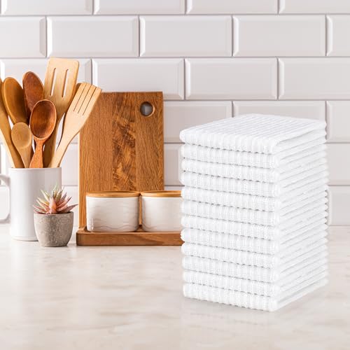 DecorRack 12 Pack 100% Cotton Kitchen Towels for Cleaning, 12 x 12 inch, Ultra Absorbent Bar Mops, Heavy Duty, Quick Dry, Machine Washable Dish Towels, Multi-Purpose Cleaning Supplies, White (12 Pack) - Image 4