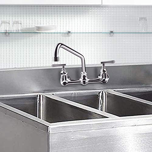 KWODE Swivel Swing Nozzle Spout 12 Inch Replacement Kit for Commercial Kitchen Sink Faucet Stainless Steel Add-on Spout Fits for 2 or 3 Bay Compartment Sinks, Chrome Finish (M25*1.25mm) - Image 3
