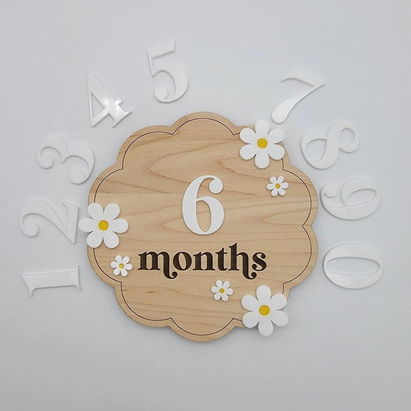 Haoser بطاقات milestones خشبية للرضع | أدوات milestones لصور الرضع | ملحقات جلسات تصوير الرضع | أدوات milestones لصور الرضع | أدوات تصوير الرضع |, 1 عدد - Image 1