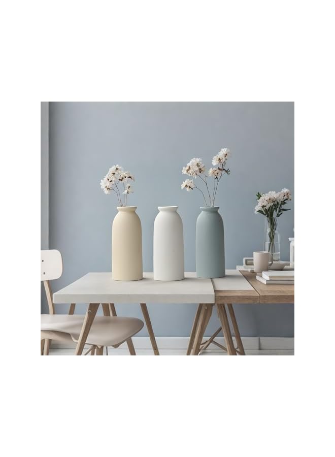 The Bros Ceramic Vase Set of 3, Modern Farmhouse Decor for Living Room, Dining Table Centerpieces, Bookshelf, Mantel and Entrance, Multicolor (Blue Mix) - Image 2