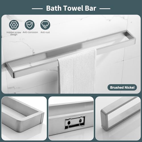 YACVCL 4-Piece Bathroom Hardware Set Brushed Nickel Towel Bar Set Premium Stainless Steel Bath Towel Holder Sets Towel Racks Wall Mounted - Image 2