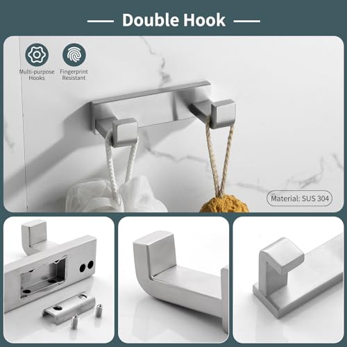 YACVCL 4-Piece Bathroom Hardware Set Brushed Nickel Towel Bar Set Premium Stainless Steel Bath Towel Holder Sets Towel Racks Wall Mounted - Image 4