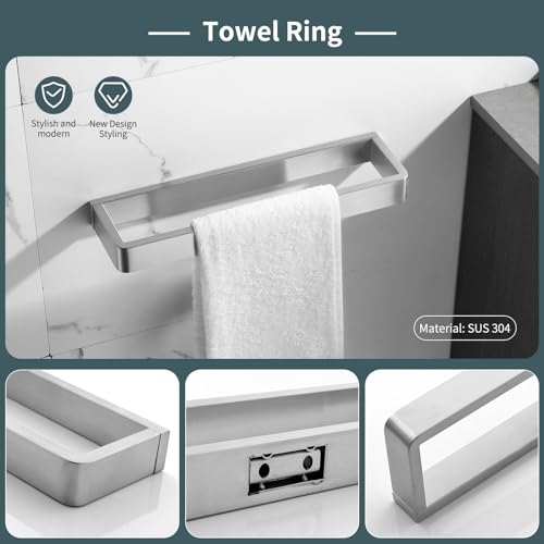 YACVCL 4-Piece Bathroom Hardware Set Brushed Nickel Towel Bar Set Premium Stainless Steel Bath Towel Holder Sets Towel Racks Wall Mounted - Image 3