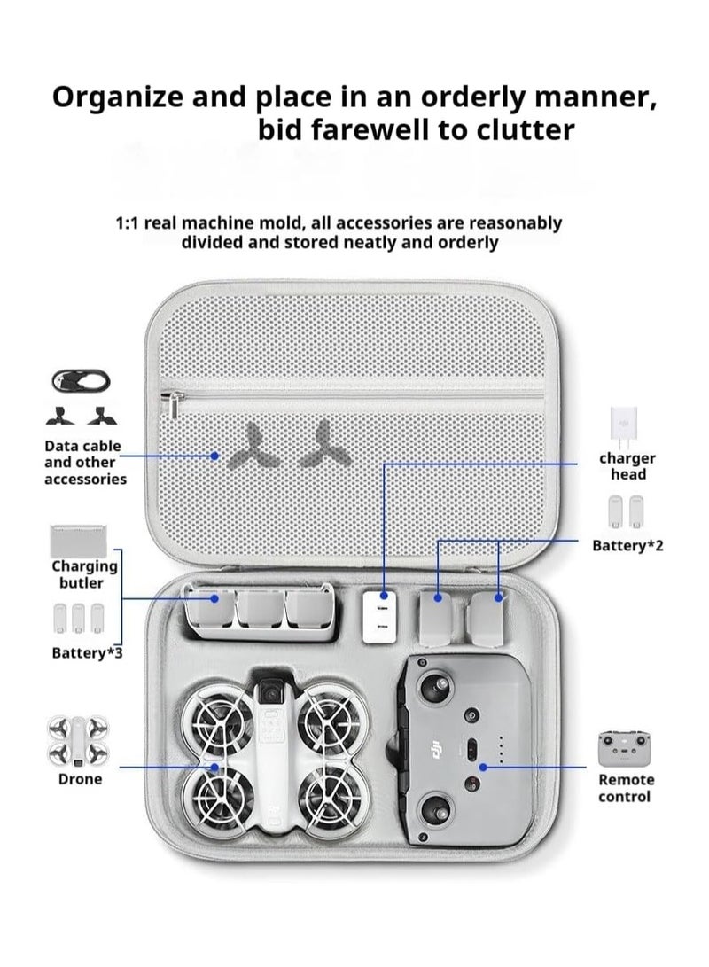 عام حالة حمل صلبة لـ DJI Neo Fly More Combo، حالة سفر محمولة مصنوعة من الجلد الاصطناعي، مقاومة للماء، حالة تخزين مضادة للصدمات لـ DJI NEO درون وملحقاته - Image 4